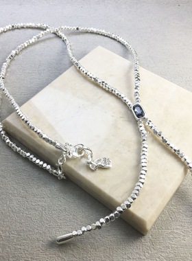 西班牙UNOde50原创个性灰色水晶情侣碎银流苏长款项链批代发