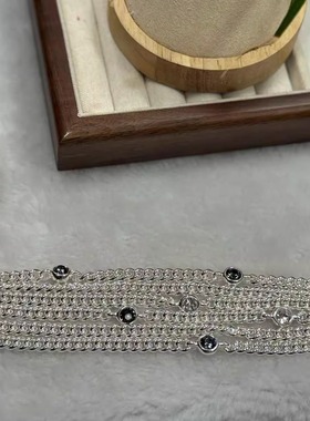 西班牙UNOde50灰色水晶情侣款多层手链ins小众设计饰品潮