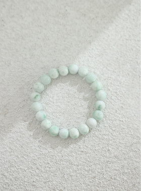 缅甸翡翠白底飘绿男女款手串手链