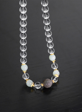 白水晶晴水白玉兰吊坠国风手串女