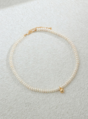 法式名媛淡水馒头珍珠小金球项链