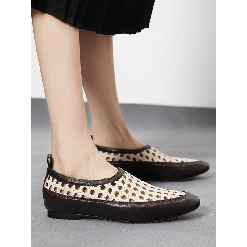 KAKA 伦敦客单款小羊皮编织镂空深口一脚蹬帅气复古英伦平底鞋女,淘宝优惠券,粉丝福利购,淘宝优惠卷