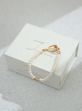 淡水馒头珍珠碎银子法式女神手链