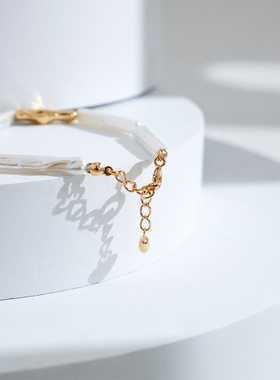 法式巴洛克小银条珍珠单圈手链女