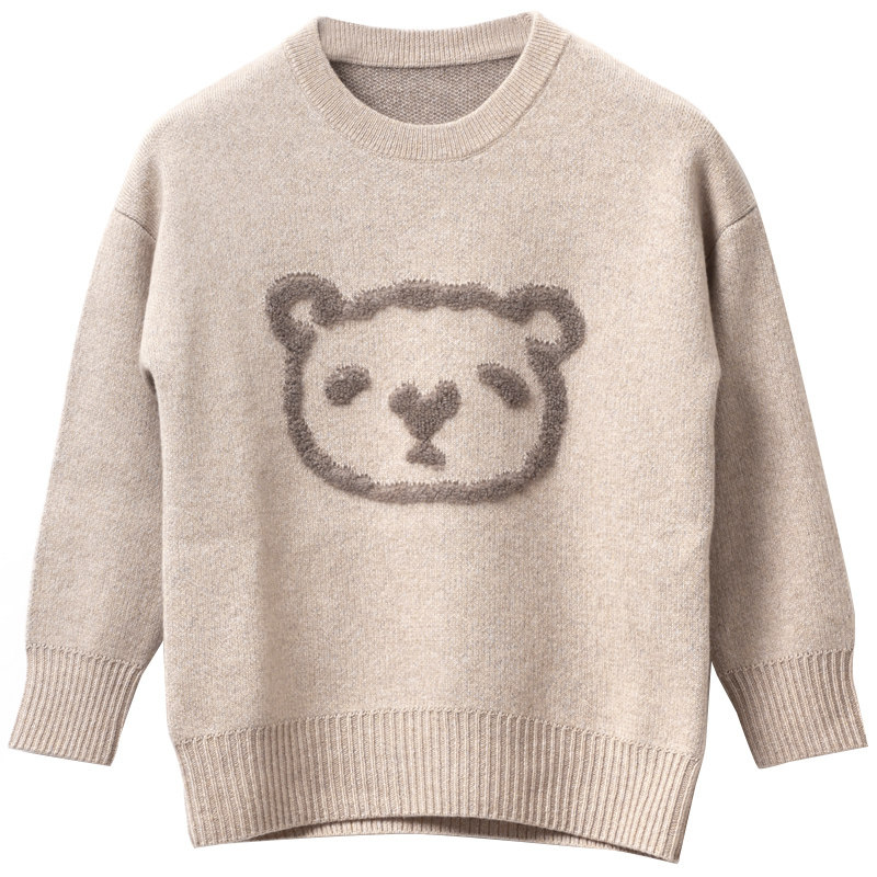 幸福的辨识度~暖心圈绒熊宝山羊绒圆领休闲男女宝套衫毛衣KAKA特,淘宝优惠券,粉丝福利购,淘宝优惠卷