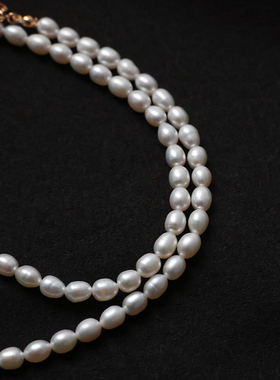 法式轻社交米粒珍珠925银锁骨链