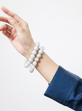 翡翠冰糯种白底青飘花男女款手串