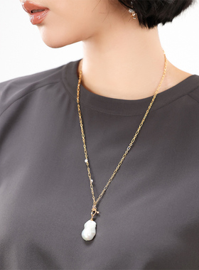 巴洛克珍珠吊坠S925银项链锁骨链