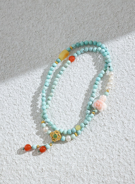 新中式国风绿松石美少女手串女