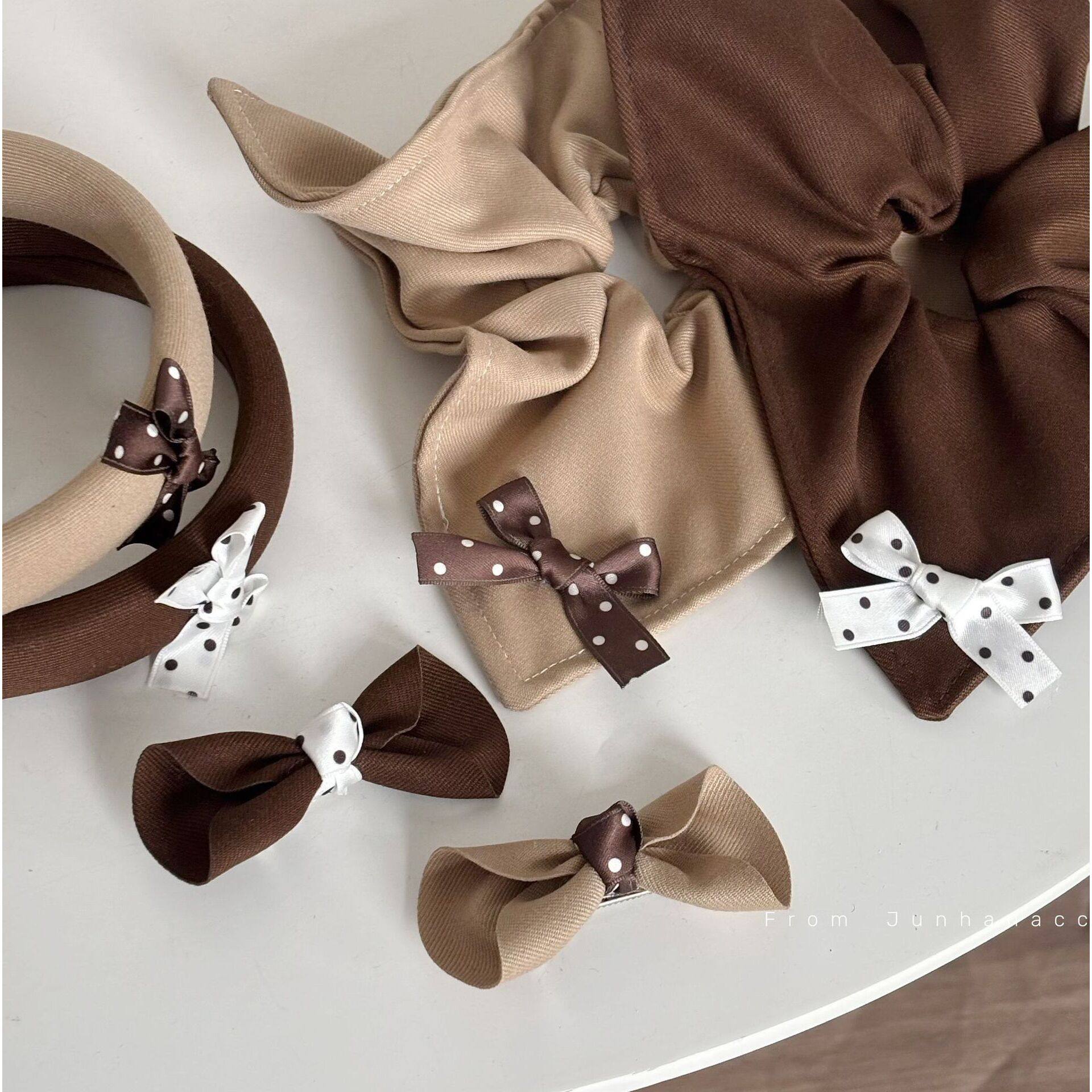 焦糖色波点蝴蝶结发夹发圈方巾甜美发箍头箍发绳发饰新款,淘宝优惠券,粉丝福利购,淘宝优惠卷