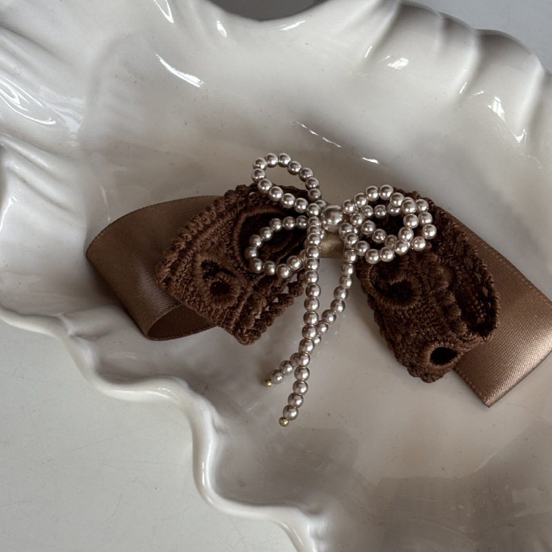 蕾丝珍珠蝴蝶结侧边刘海夹高级感复古发夹边夹前额碎发发饰,淘宝优惠券,粉丝福利购,淘宝优惠卷