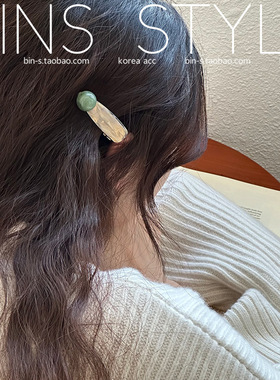 韩版醋酸贴片发夹水墨晕染立体半圆三角水滴鸭嘴夹侧边刘海夹发饰