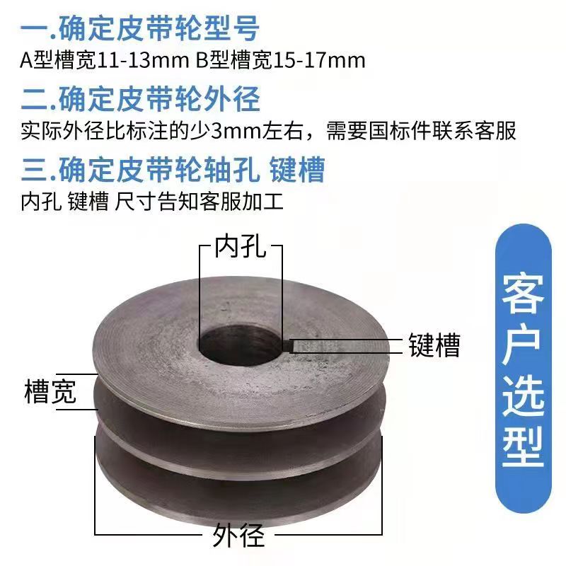 皮带轮A型单槽双槽送键销铸铁发电机减速机电机马达三角带皮带盘 - 图2