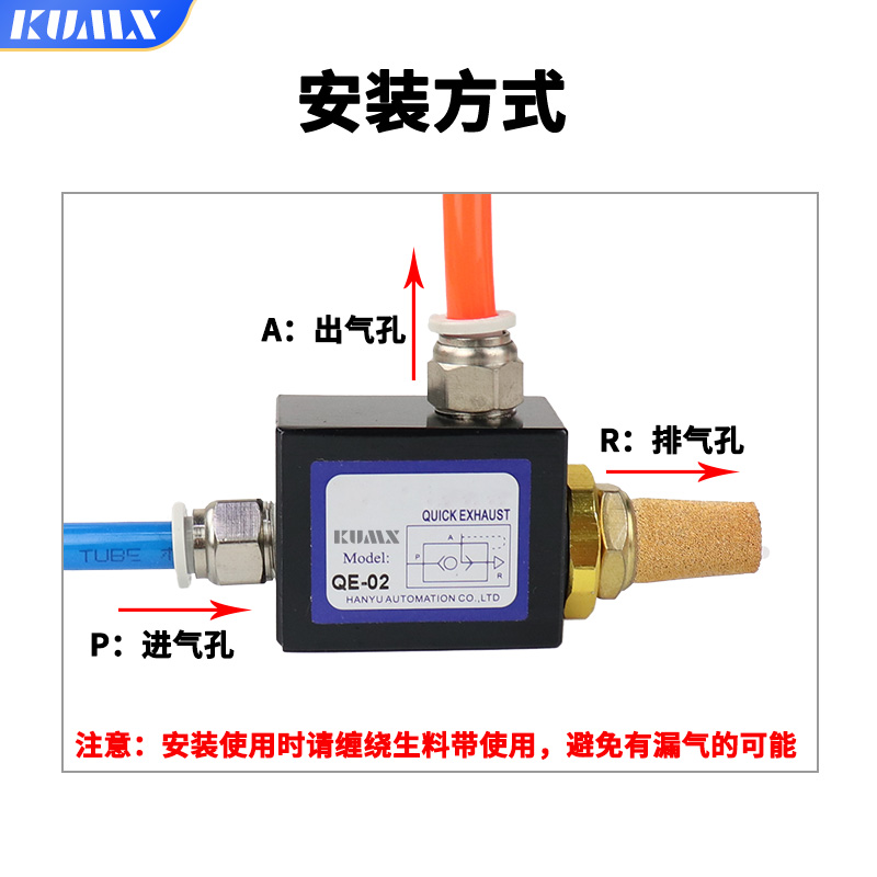 气动QE-02/03/04/01快速排气阀急排阀皮碗QV-06-08-10-15 - 图0