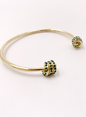 Purification Garcia小众轻奢个性时尚祖母绿皆头开口手镯厚金