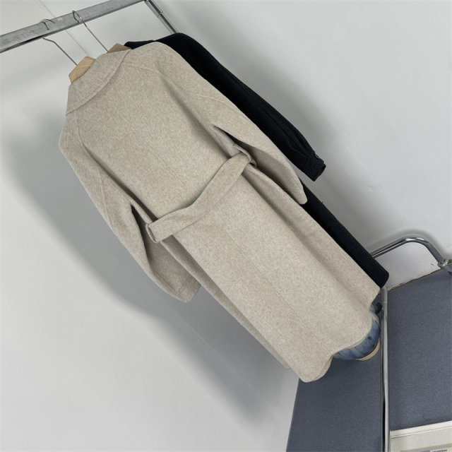 余单捡漏 秋冬牛角扣羊毛双面昵子中长款外套大衣