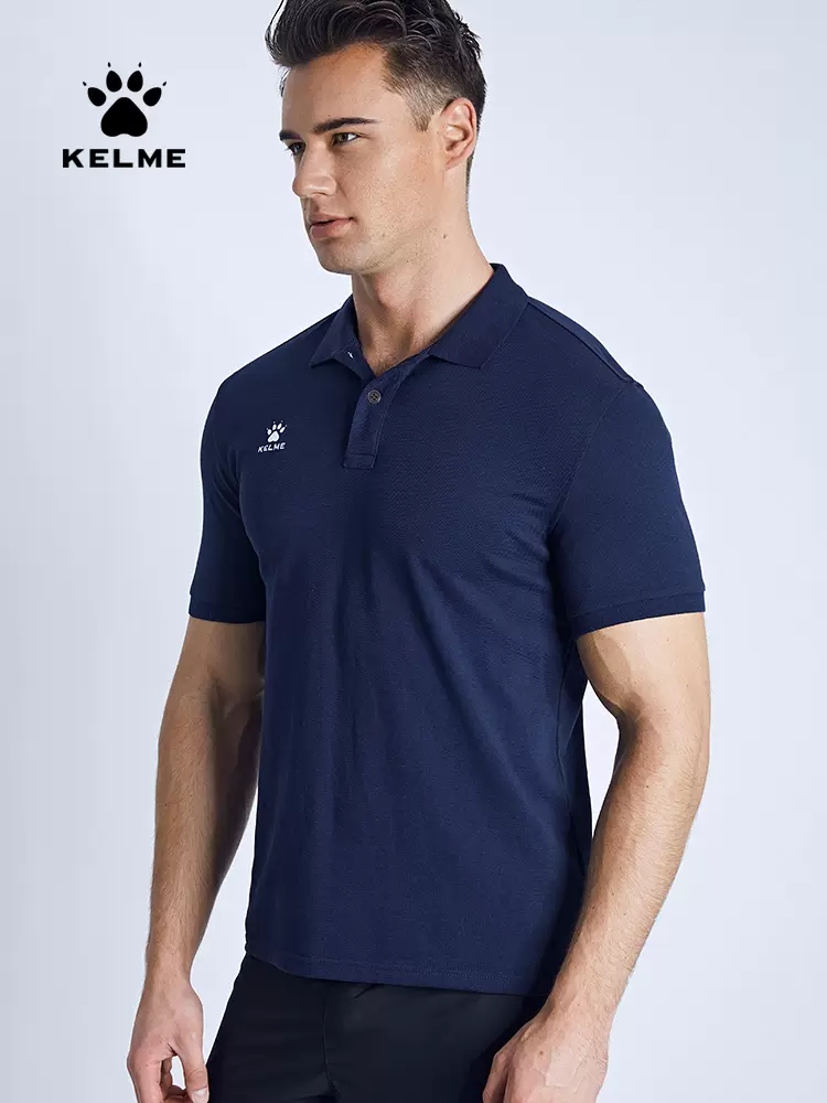 kelme 卡尔美 运动polo衫男秋季 速干翻领短袖足球t恤纯色修身