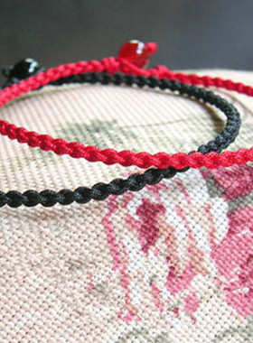 黑色细款四股辫简约风转运手绳