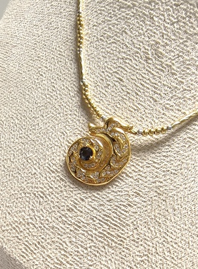 D1510# S925通体纯银精工镶嵌蓝宝石吊坠22*17.5*3.5mm 配证书