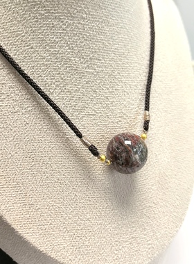 D202# 天然彩幽灵千层聚宝盆锁骨链 吊坠18mm