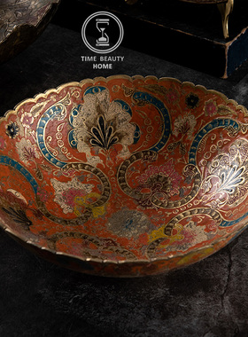 时光美器黄铜漆彩摆件