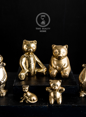 欧美黄铜动物摆件软装西洋古董