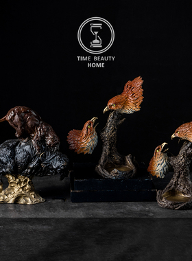 4.7新精欧美复古黄铜动物摆件