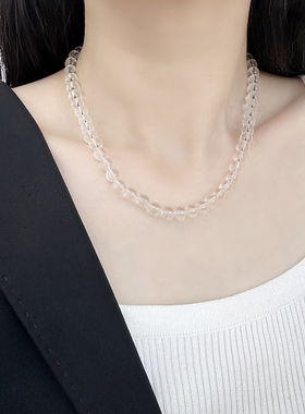 高级感夏日透明水晶串珠项链