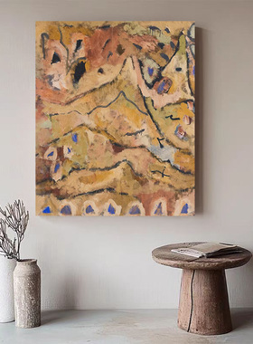 顺丰《温馨》原创手绘油画客厅中古风抽象画高级感玄关装饰画