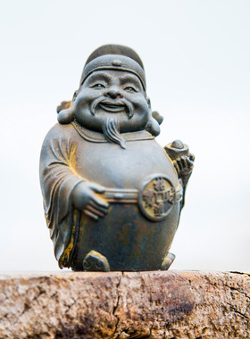 创意新中式文武财神仿铸铁铁锈迷你桌面小摆件书房客厅茶台