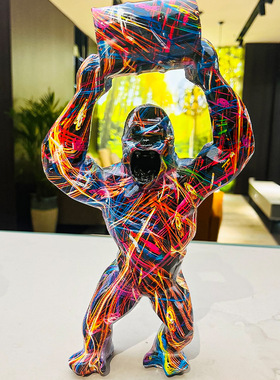 创意猴子金刚猩猩摆件雕塑ins网红装饰艺术品美式欧式意大利