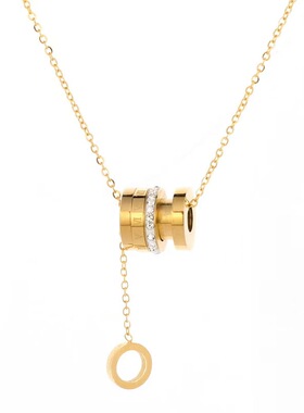 轻奢气质金色流苏吊坠女士项链