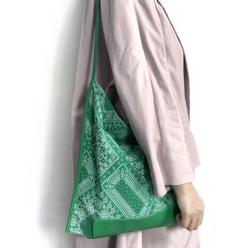 春夏新款拼接图案复古托特包大容量民族风腋下包腰果图腾单肩布 - 图1