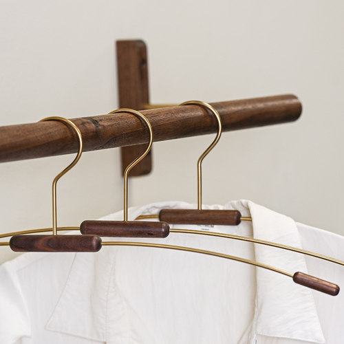 黑胡桃实木质衣架轻奢高级衣撑服装店专用酒店民宿晾衣挂衣服架子 - 图2