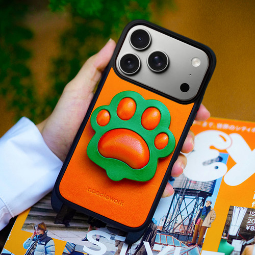 两针一线原创猫爪狗爪适用iphone17promax手机壳小众新款17air支架挂绳苹果16pro真皮斜挎保护套15pro高级感 - 图0