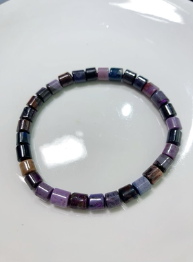 J01002号天然南非舒俱来直切桶珠单圈手链多宝彩色一图一物