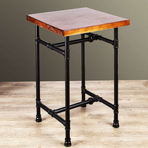 American Industrial Solid Wood Square Bar Table Bar Square Table Bar Table Square Table 4 People High Foot Table Square Bar Table