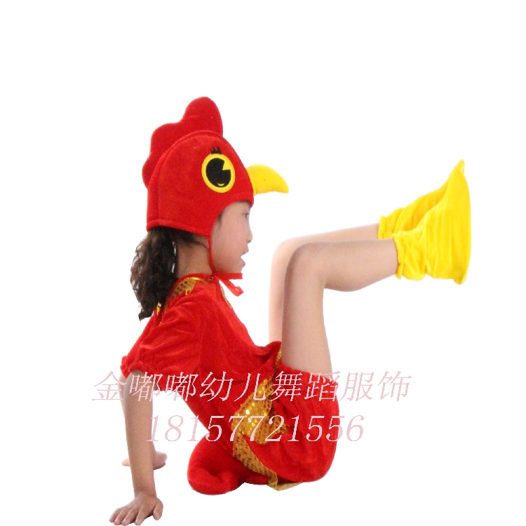儿童红公鸡舞台演出服装成人动物小鸡造型表演衣大公鸡亲子话剧