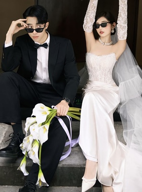 仿真花白色郁金香影楼摄影手捧花新娘结婚拍照花束旅拍假花成品花