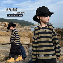 Boy long sleeve T-shirt fall boy dress boy hit bottom shirt Childrens Mountain Department striped Compassion CUHK Tong Wei clothing autumn clothing