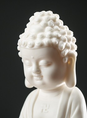 德化白瓷陶瓷手工艺品娑婆三圣佛像人物摆件家居客厅供奉桌面摆设