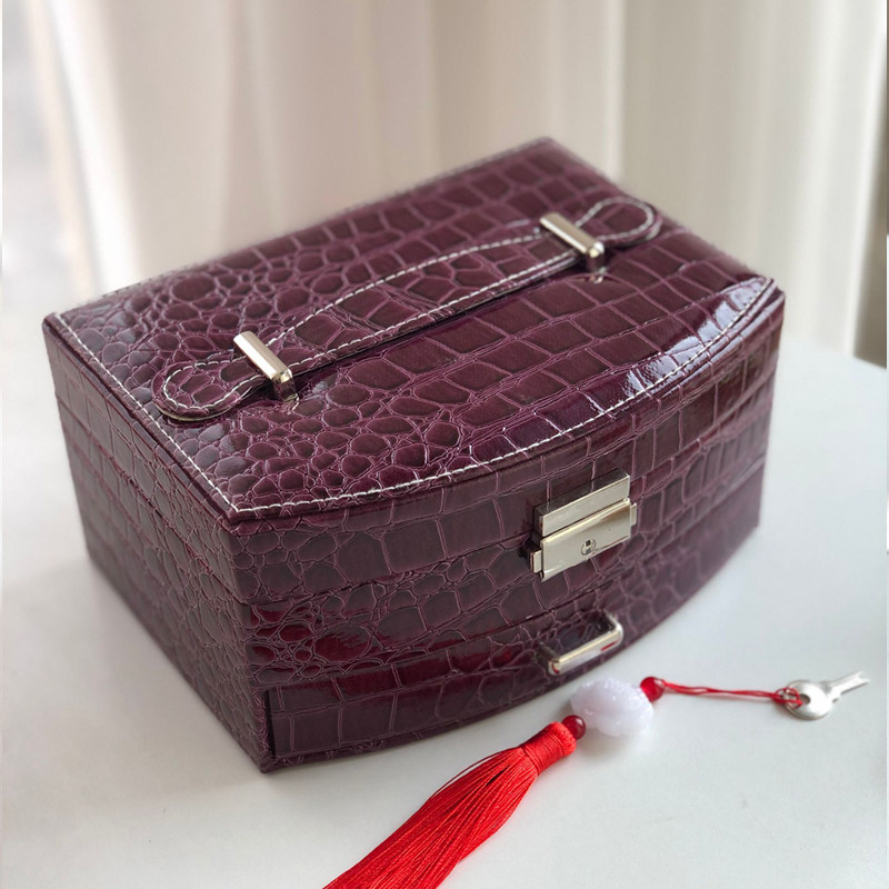 红色首饰盒珠宝饰品收纳盒复古带锁手镯梳妆盒皮结婚礼物手链陪嫁,淘宝优惠券,粉丝福利购,淘宝优惠卷