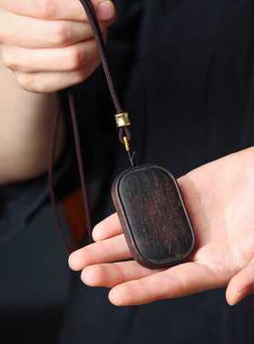 沉香木五条梵文经文项链