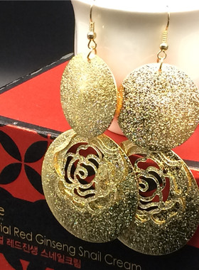 earrings欧美金色磨砂朋克风金属
