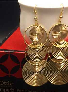 耳环womenearrings钱币金色