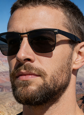 复古痞帅商务风男士偏光墨镜