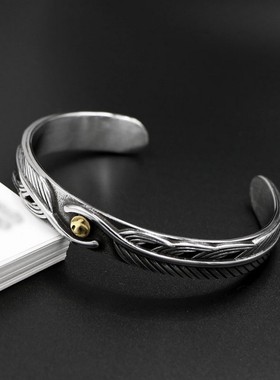 高桥复古钛钢男开口手镯