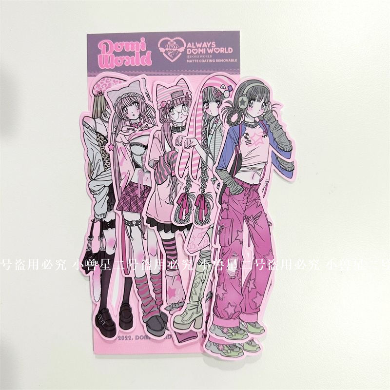韩国DOMI WORLD贴纸包y2k甜亚风女仆手机人物贴纸手帐装饰素材贴 - 图3