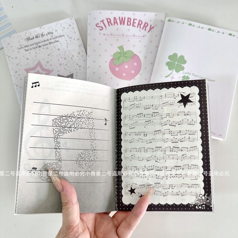 原创A6幸运四叶草日系草莓可爱定页拼贴手帐本日记本高颜值笔记本 - 图3