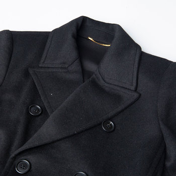 ແບບດຽວກັນຂອງ St. Nazha, slimming, custom-woven fabric, double-breasted belt to tighten, trimming three-dimensional long coat